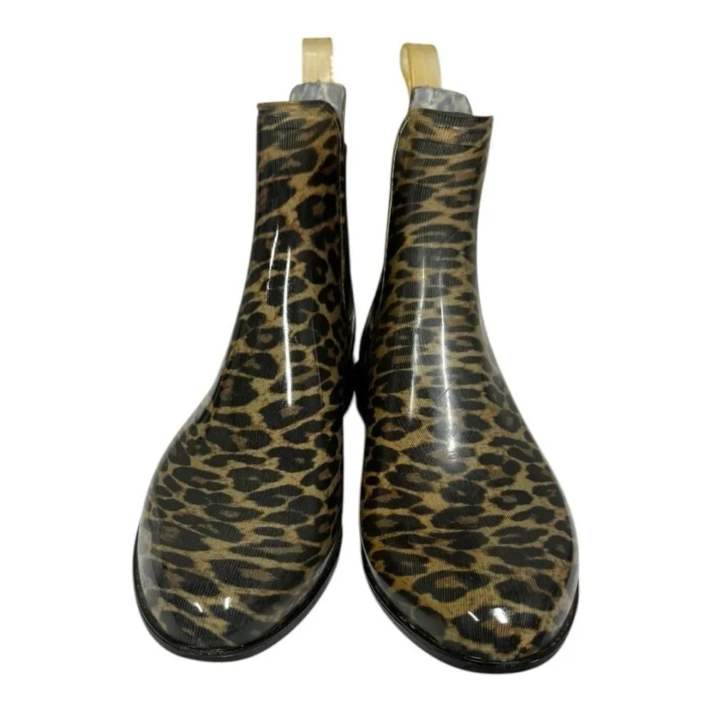 Sam Edelman Tinsley Rubber Cheetah Pull-on Rain Booties Boots 10